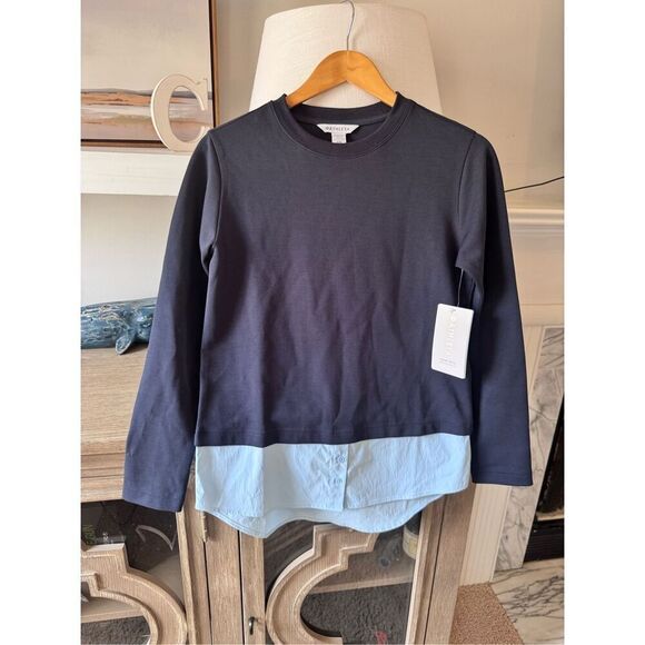 NWT Athleta Gallery Top Tunic Layered Look Navy Blue Quarry Blue Size XXS - Picture 1 of 8